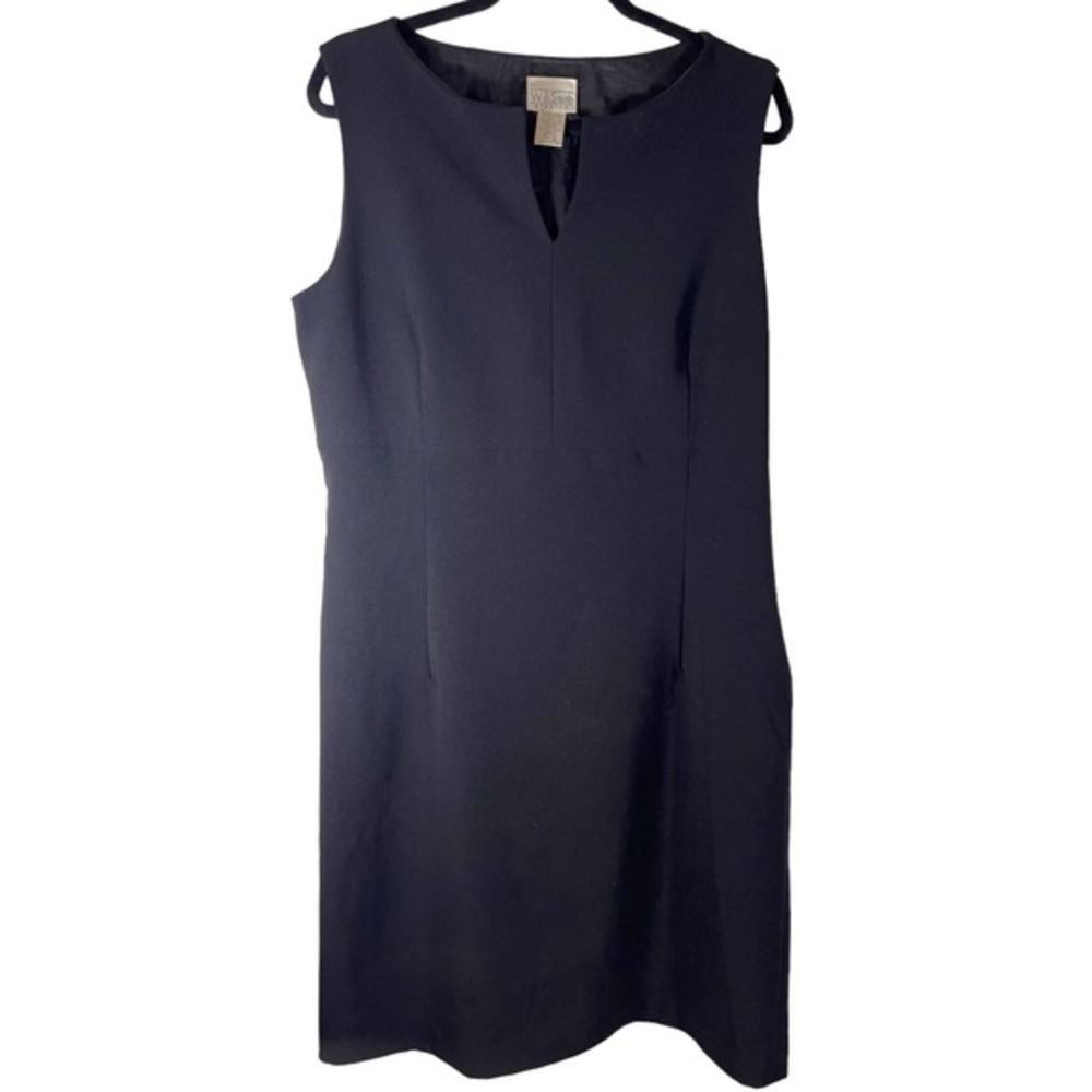 Willi smith Black V-Neck Sleeveless MIDI Shift Dress with‎ Stretch 14